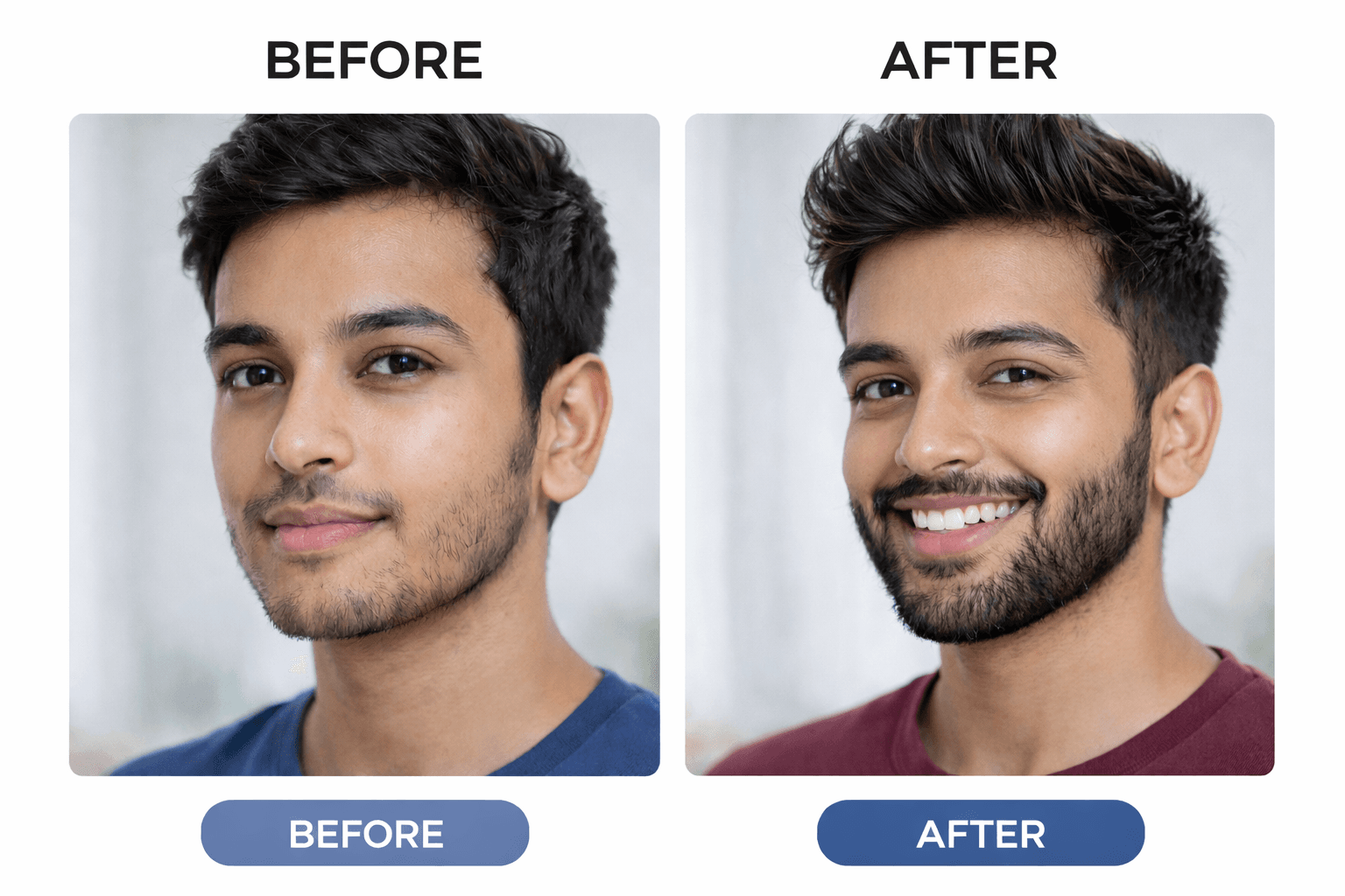Side-by-side before and after comparison showing improved skin texture